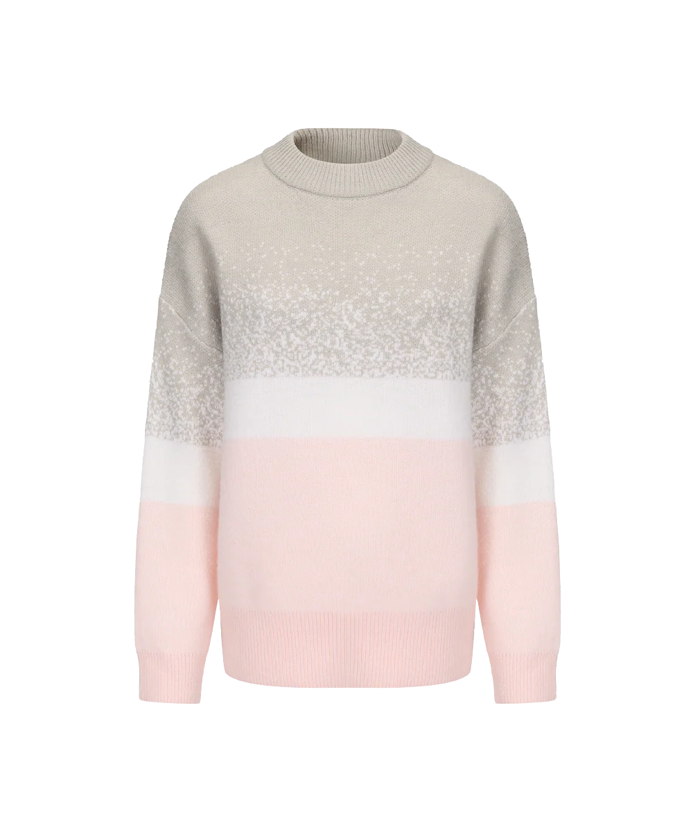 Women's Crew Neck Gradient Knitted Sweater