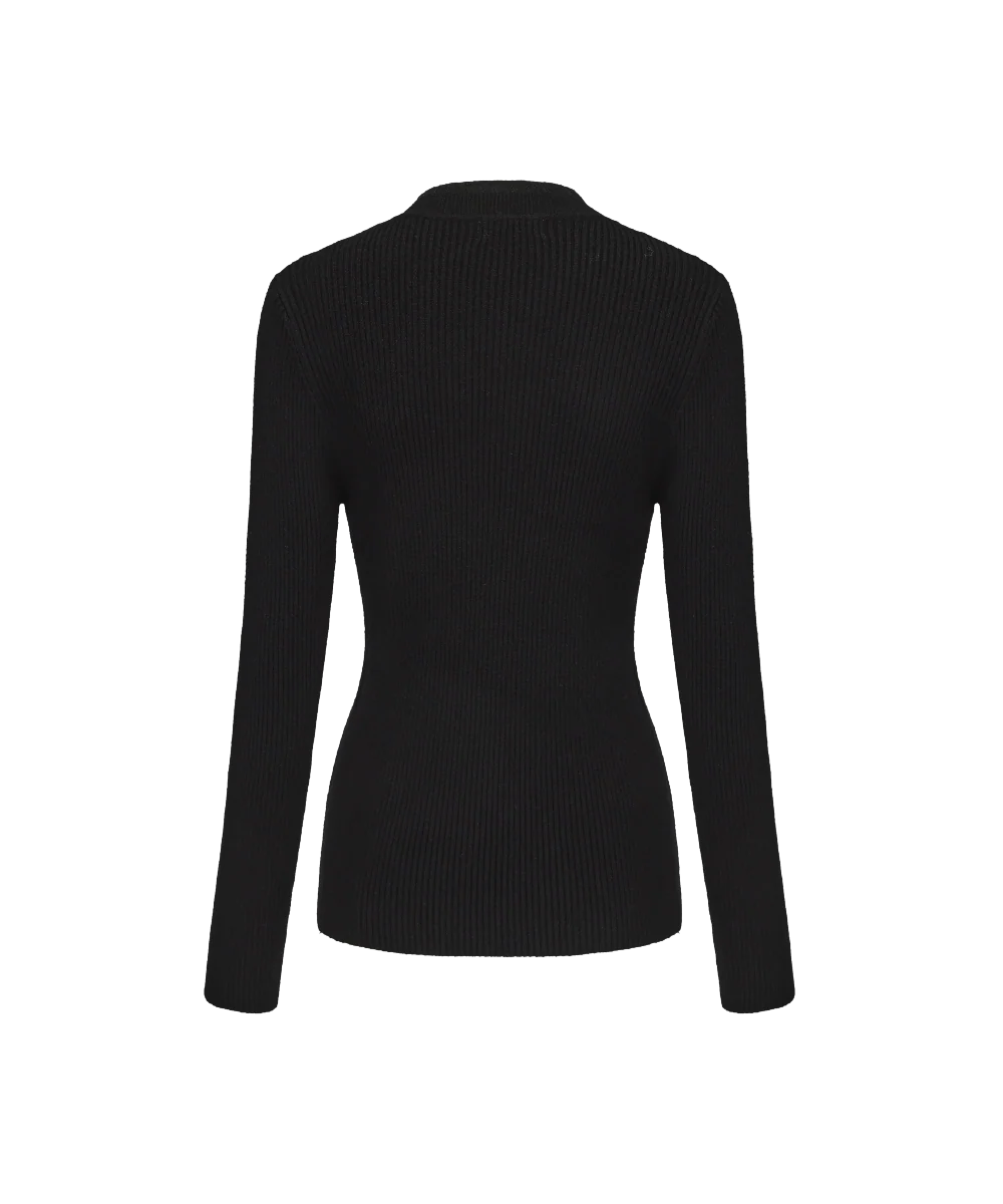 Women's Ruffled Collar Rib Knitted Sweater - Image 2