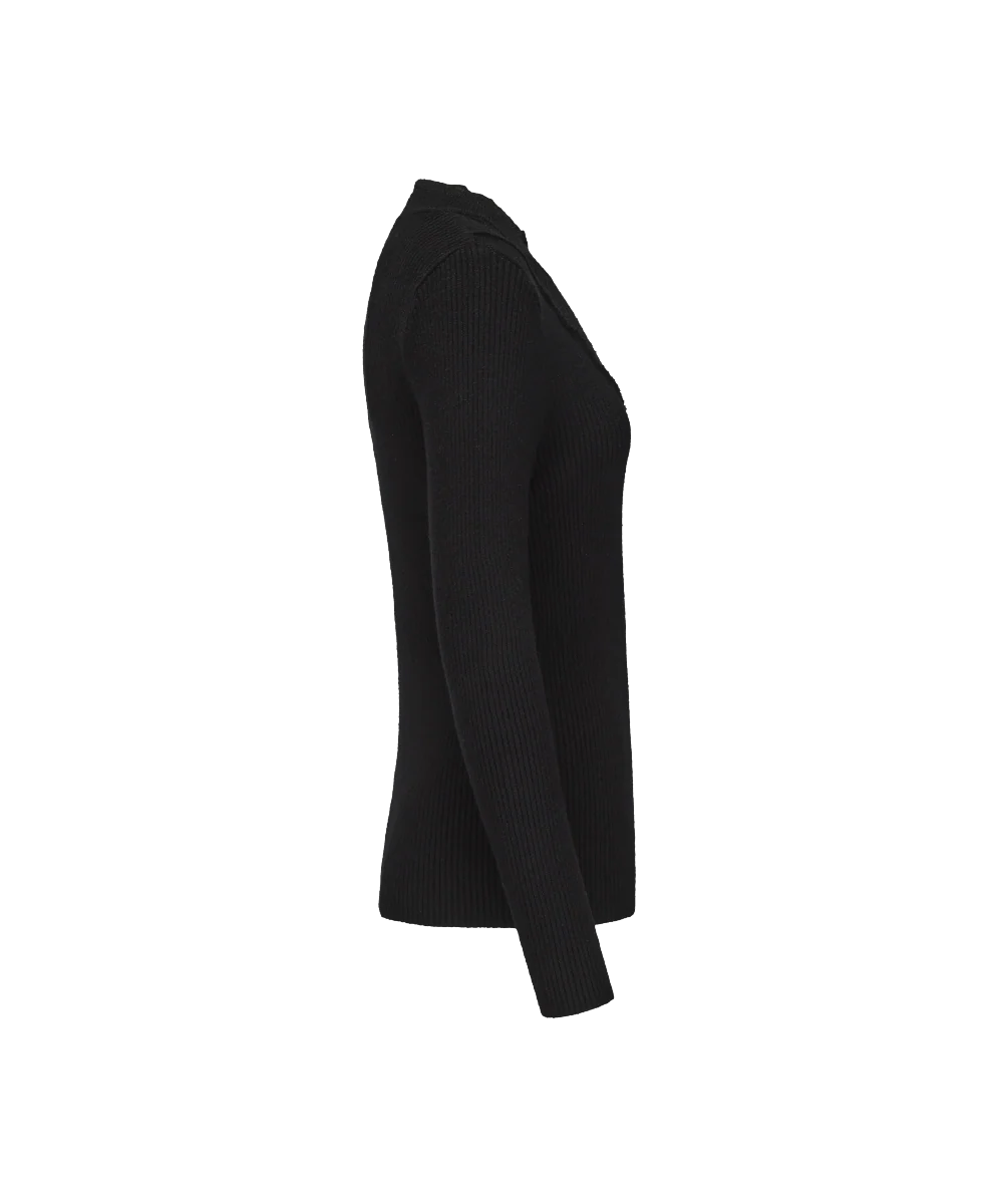 Women's Ruffled Collar Rib Knitted Sweater - Image 3