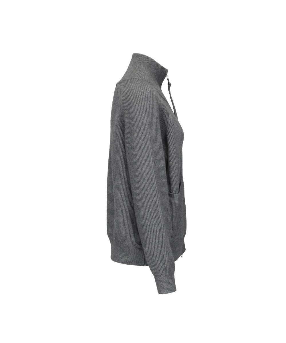 Women's Mock Neck Zipped Rib Knitted Cardigan - Image 3