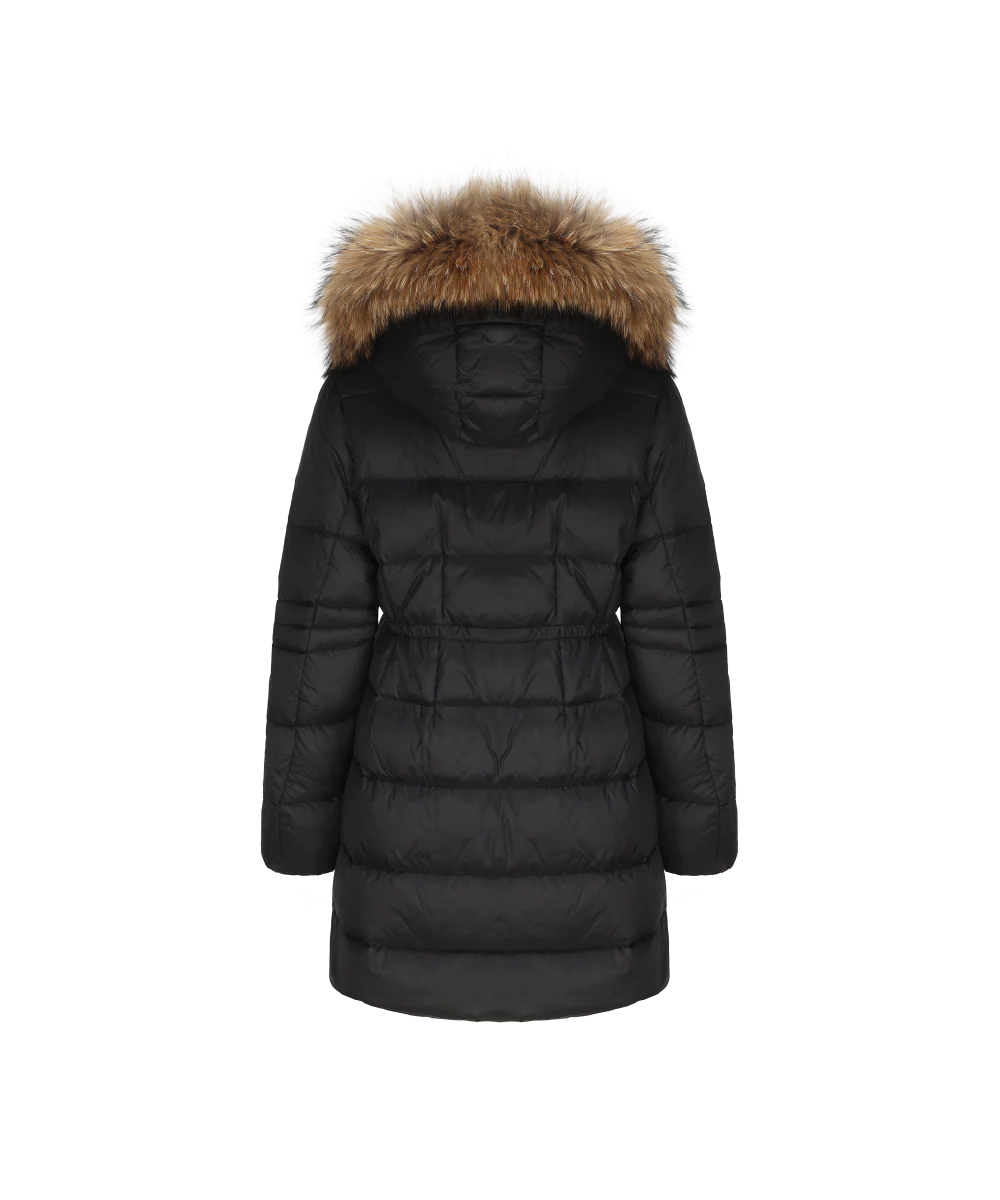 Women's Mystic Elegant Goose Down Jacket with Genuine Racoon Fur Trim - Image 3