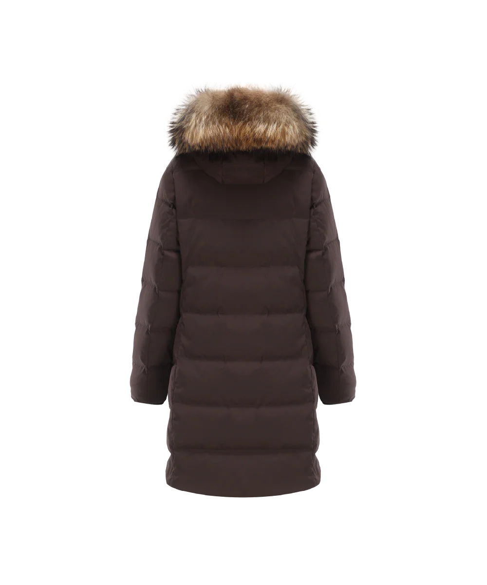 Women's Mystic Mixed Quilting Goose Down Jacket with Genuine Racoon Fur Trim - Image 2