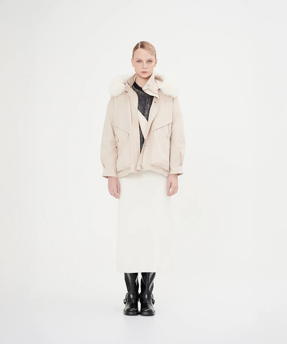 Women's Fur Trimmed Hoodie Wind Jacket