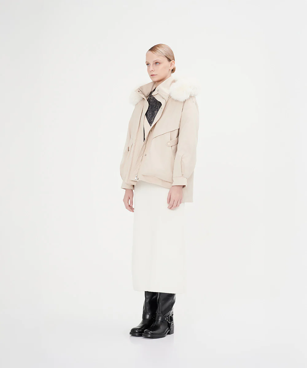 Women's Fur Trimmed Hoodie Wind Jacket - Image 2