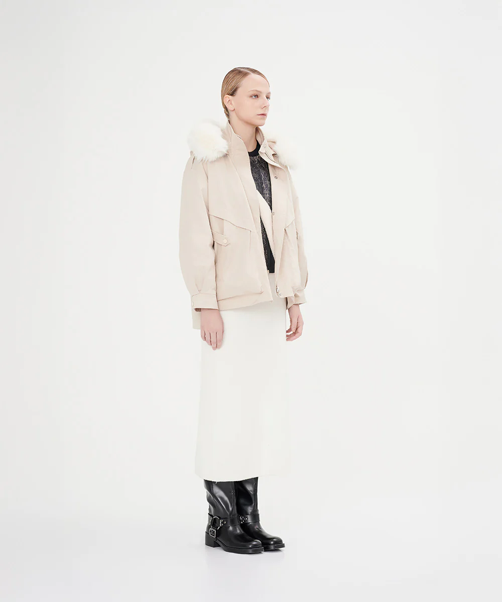 Women's Fur Trimmed Hoodie Wind Jacket - Image 3