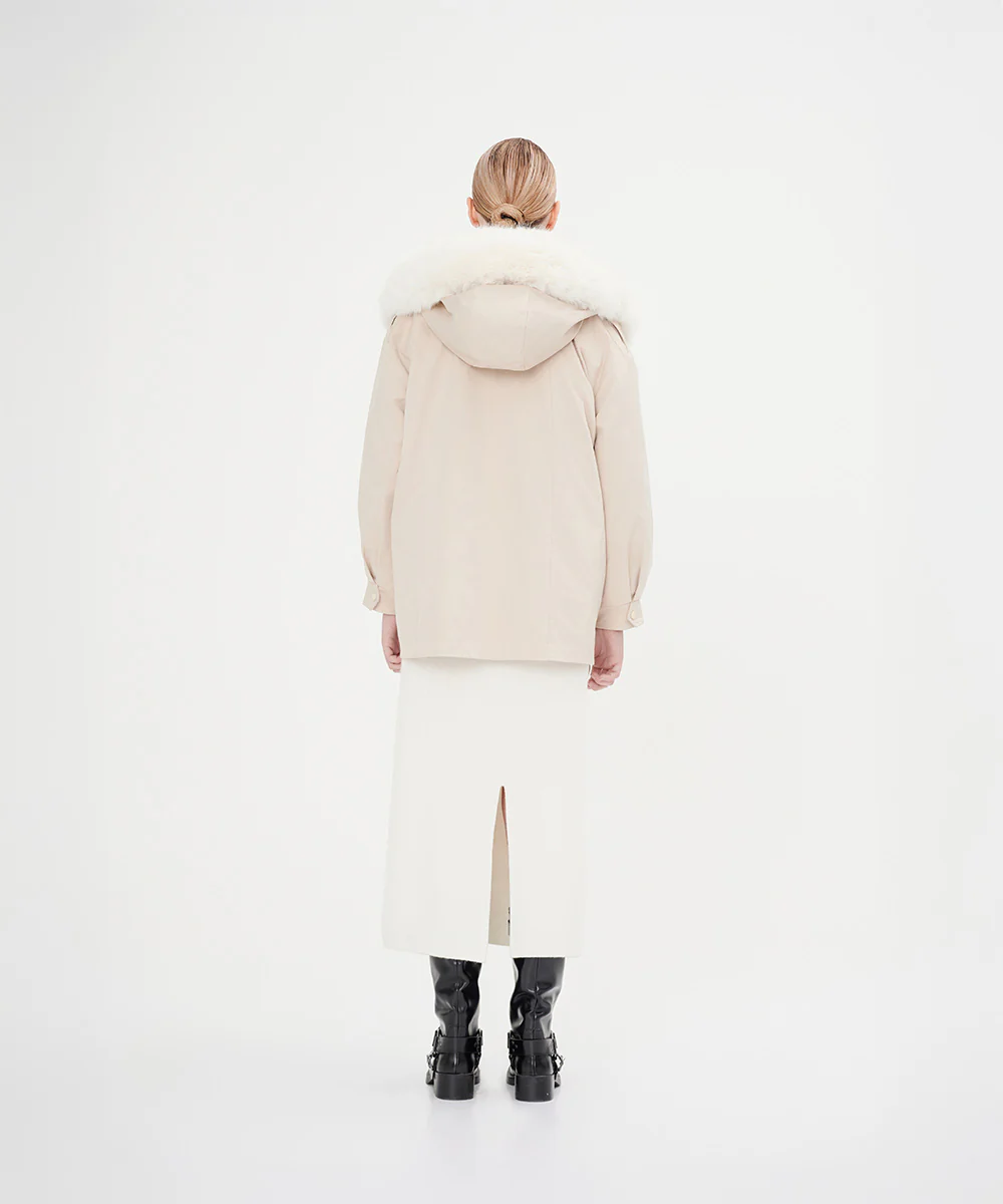 Women's Fur Trimmed Hoodie Wind Jacket - Image 4