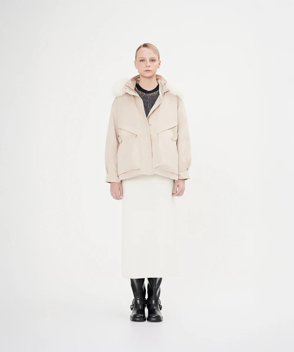 Women's Fur Trimmed Hoodie Wind Jacket - Image 5