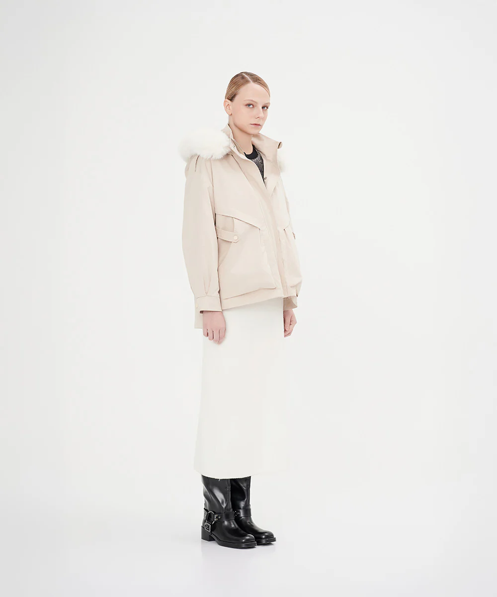 Women's Fur Trimmed Hoodie Wind Jacket - Image 7