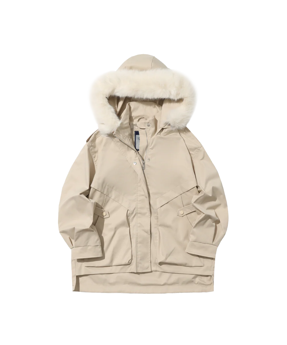 Women's Fur Trimmed Hoodie Wind Jacket - Image 8